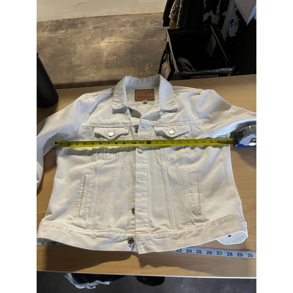 Lucky Brand Tomboy Trucker Denim Jacket XL White 90s Minimalist Capsule Wardrobe